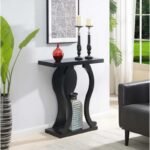 طاولة كونسول مودرن سطح بديل رخام أسود وقاعدة مقوسة