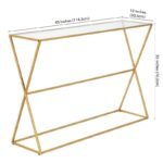 ⁦طاولة كونسول زجاج وقاعدة معدنية بتصميم هندسي⁩ - الصورة ⁦5⁩