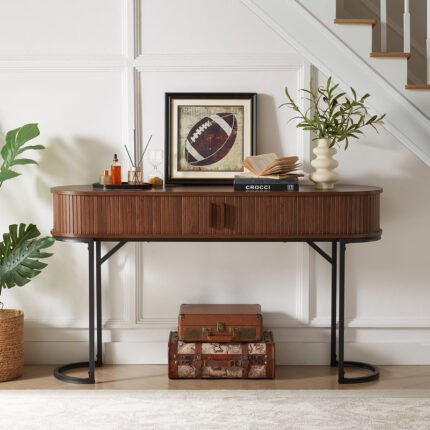 طاولة مدخل كونسول أبواب سحابة شرائحية وتصميم بيضاوي