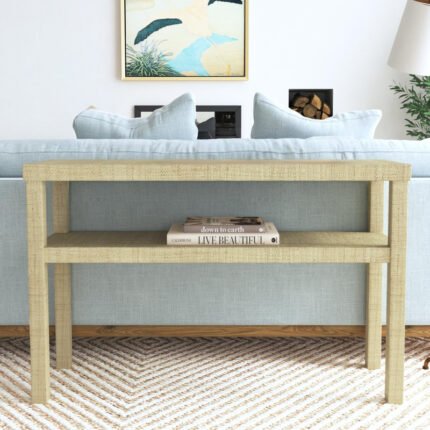 طاولة كونسول بتشطيب الخوص والرافيا تصميم ساحلي طبيعي