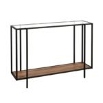 طاولة كونسول زجاج وخشب بإطار معدني وتصميم صناعي - الصورة 6