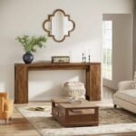 طاولة كونسول خشب سطح سميك وتصميم ريفي