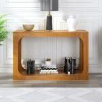 طاولة كونسول خشب رف سفلي وتصميم هندسي